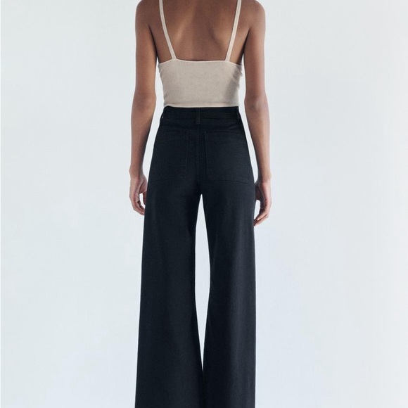 Zara High-Waisted Black Marine Straight Jeans , Size 2 - Picture 5 of 5